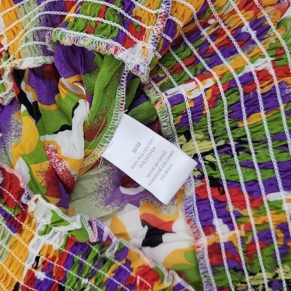 *Free with Purchase* Y2K Crinkle Tank Top Ruffle Colorful Floral Abstract - Picture 12 of 13